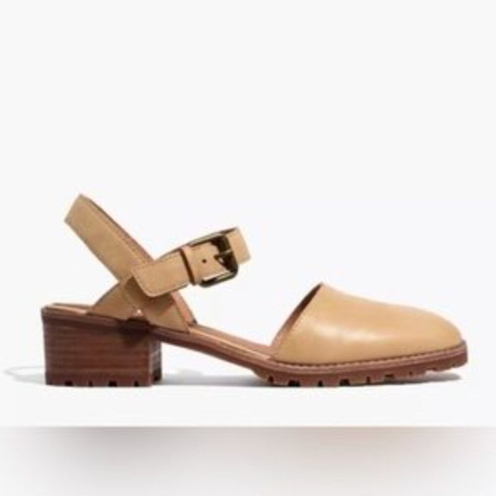 Madewell The Claudie Lugsole Mary Jane Leather Sling Back Heels Size 9.5
